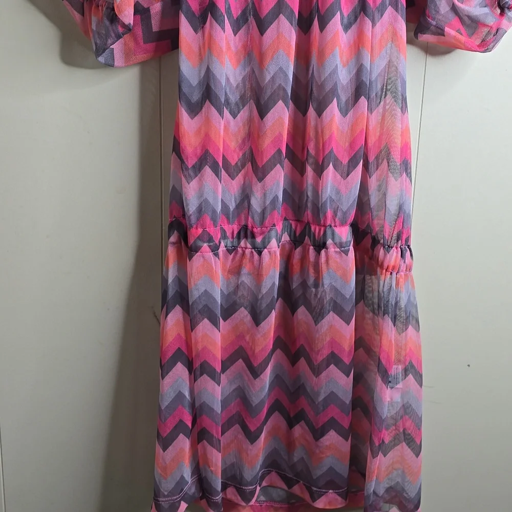 Pink and Gray Chevron Women's Dress La GuGu Medium - Picture 8 of 8